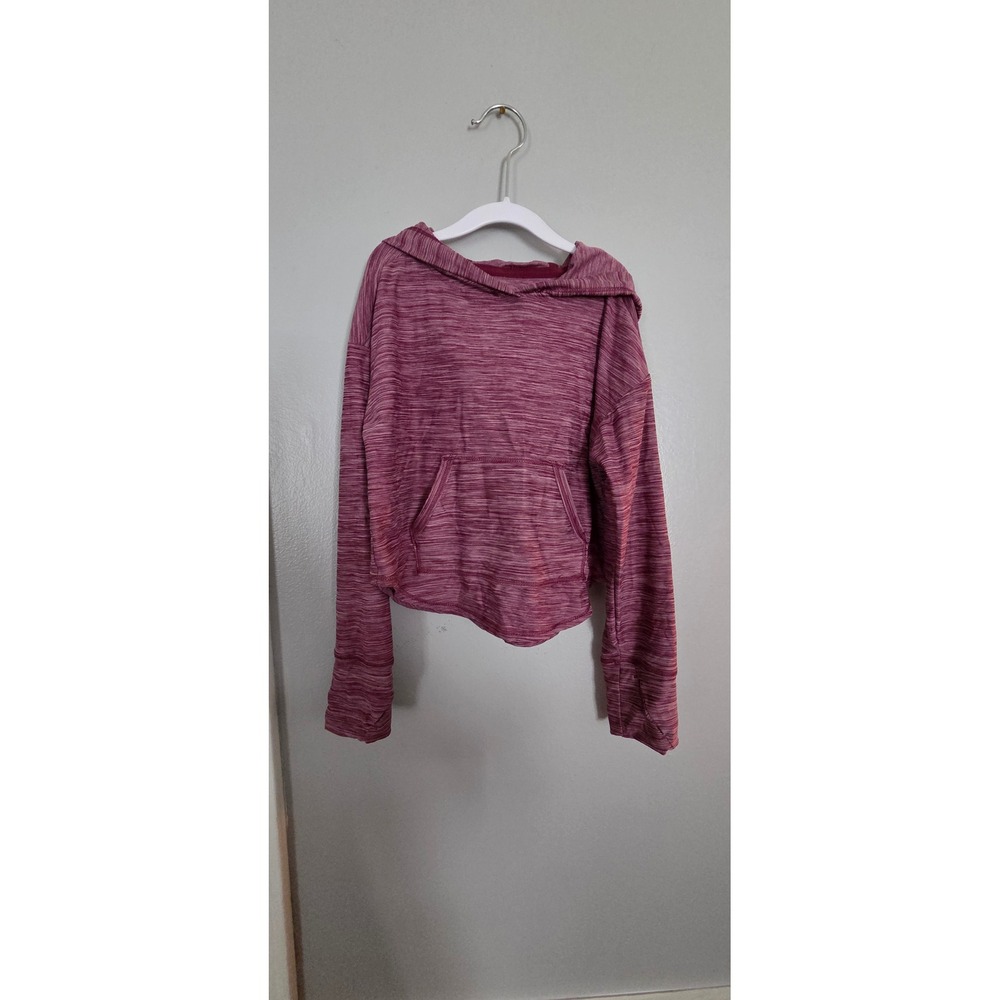 All in Motion Girls XS 4-5 Space Dye Hoodie Burgundy Pink Activewear Thumbholes